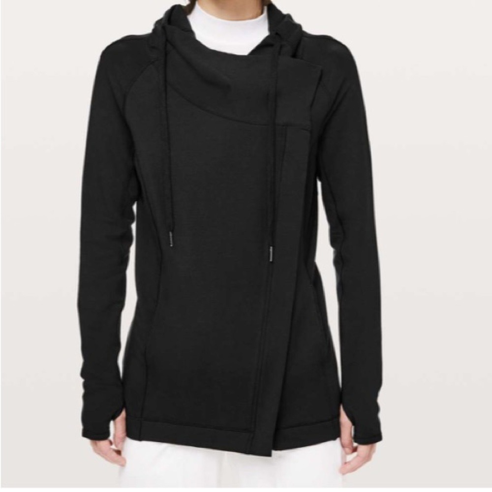 lululemon Black Stretch Knit Modal Coast Easy Wrap Cocoon Jacket‎ SZ 8